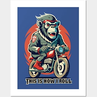 Retro Gorilla Motorcycle Posters and Art